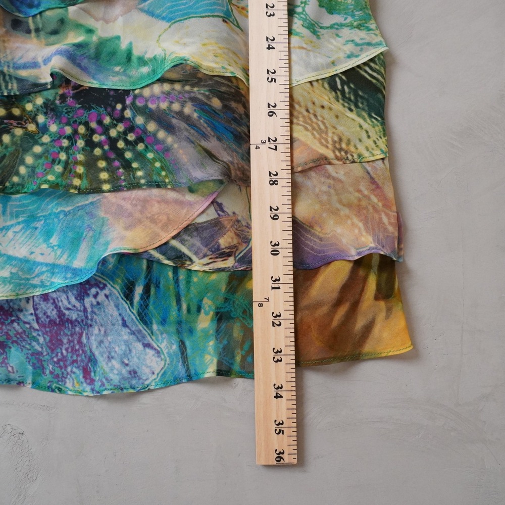 SL Fashions Tiered Ruffle Dress 6P Womens Multi Color Abstract Print Sleeveless - Picture 7 of 7